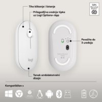 Tipkovnica + miš LOGITECH Pebble 2 Combo, bežična, bijela