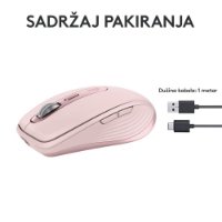 Miš LOGITECH MX Anywhere 3S, laserski, bežični, BT, rozi