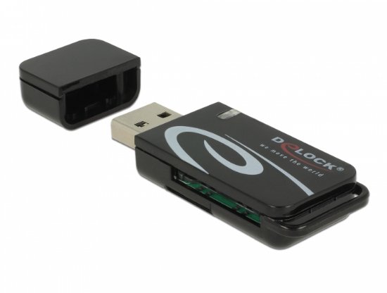 Čitač memorijskih kartica DELOCK USB 2.0, SD i MicroSD, crni