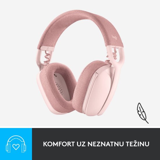 Slušalice LOGITECH Zone Vibe 100, bežične, BT, roze