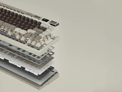 Tipkovnica ROYAL KLUDGE RK-M70, mehanička, Cream linear switch, bežična, US layout, smeđa