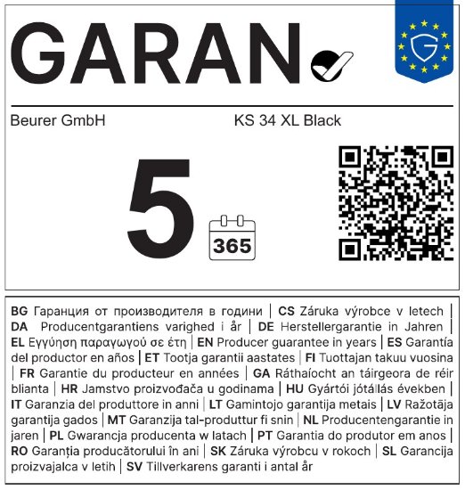 Kuhinjska vaga BEURER KS 34, digitalna, 15 kg, crna